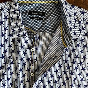 🔥BUGATCHI Men’s Casual Shirt Sz Large Short Sleeve